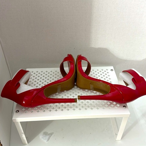 Dream Pairs Red 4.5 Inch High Heel Sandals Size 6 shoes Patent Leather Open Toe - Picture 5 of 7